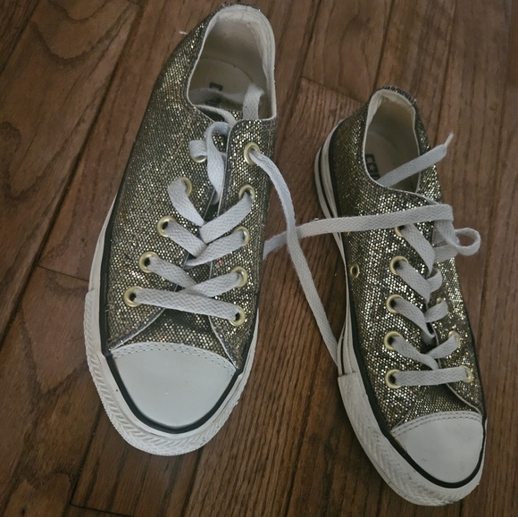 Converse Gold Glitter Chuck Taylor All Star Low Top (WO'S 5) - Picture 3 of 10